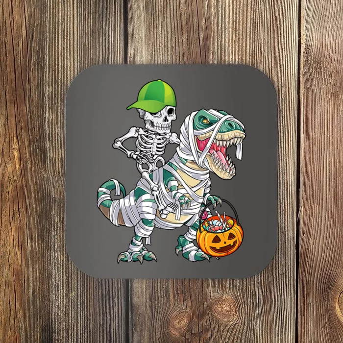 Cool Skeleton Dinosaur Halloween Trick Or Treat Coaster