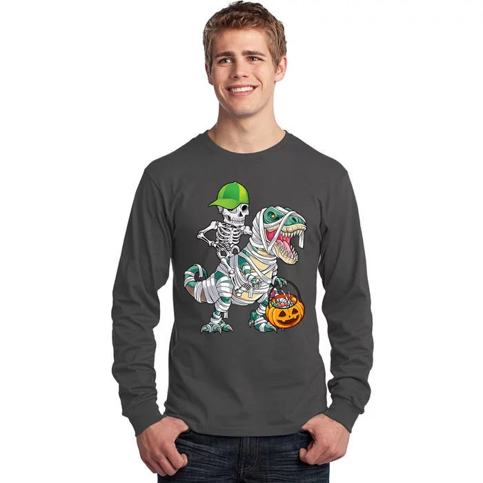 Cool Skeleton Dinosaur Halloween Trick Or Treat Tall Long Sleeve T-Shirt