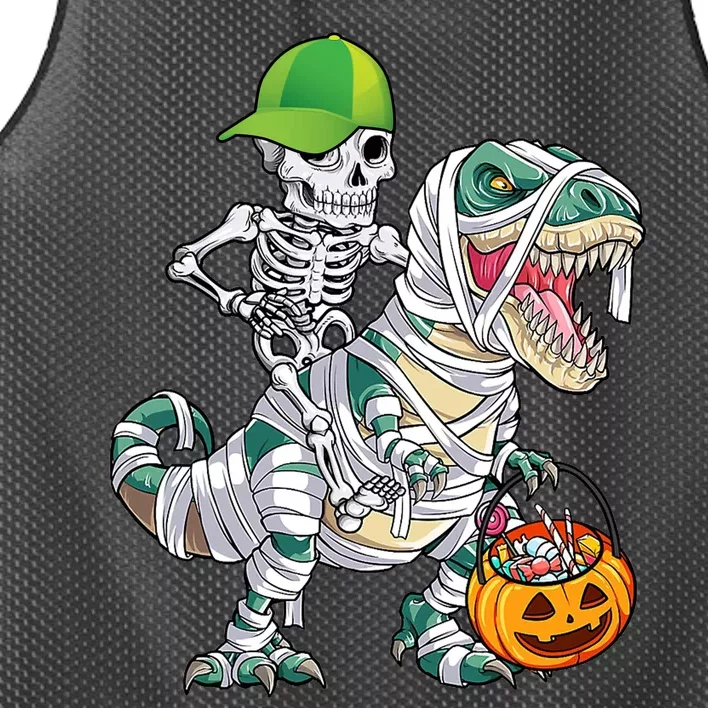 Cool Skeleton Dinosaur Halloween Trick Or Treat Mesh Reversible Basketball Jersey Tank