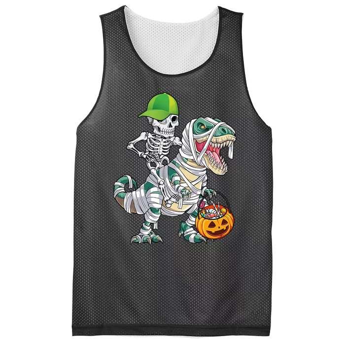 Cool Skeleton Dinosaur Halloween Trick Or Treat Mesh Reversible Basketball Jersey Tank