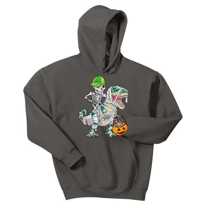 Cool Skeleton Dinosaur Halloween Trick Or Treat Kids Hoodie