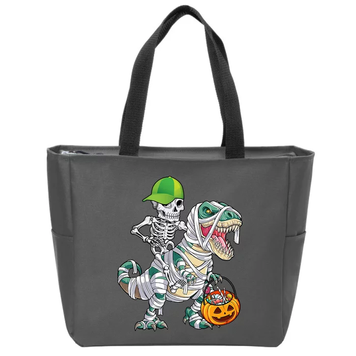 Cool Skeleton Dinosaur Halloween Trick Or Treat Zip Tote Bag