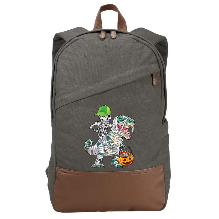 Cool Skeleton Dinosaur Halloween Trick Or Treat Cotton Canvas Backpack