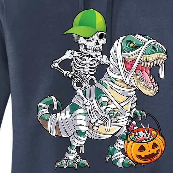 Cool Skeleton Dinosaur Halloween Trick Or Treat Women's Pullover Hoodie