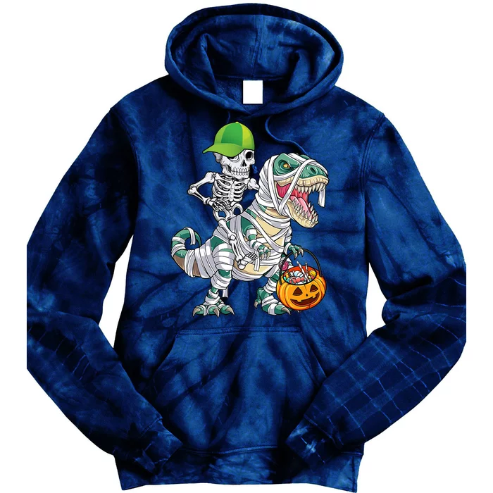 Cool Skeleton Dinosaur Halloween Trick Or Treat Tie Dye Hoodie