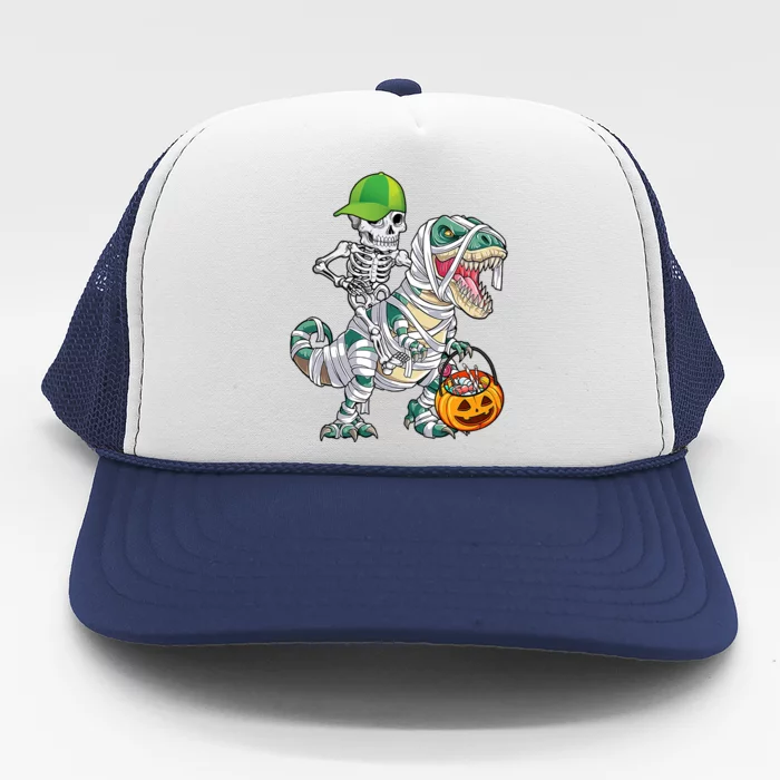 Cool Skeleton Dinosaur Halloween Trick Or Treat Trucker Hat