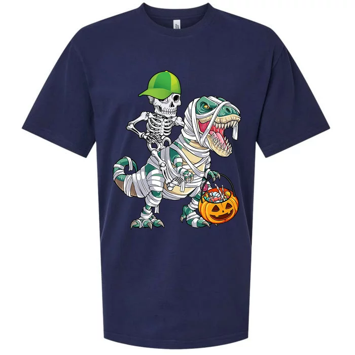 Cool Skeleton Dinosaur Halloween Trick Or Treat Sueded Cloud Jersey T-Shirt