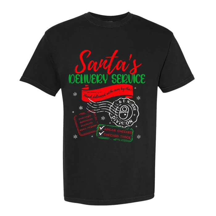 Christmas Santa's Delivery Service L&D Labor Delivery Nurse Garment-Dyed Heavyweight T-Shirt