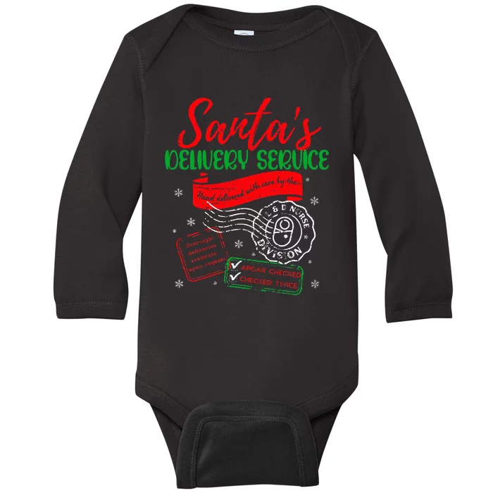 Christmas Santa's Delivery Service L&D Labor Delivery Nurse Baby Long Sleeve Bodysuit