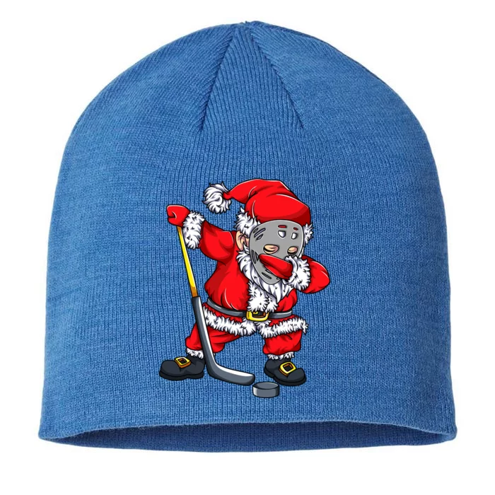 Christmas Santa Dabbing Hockey Player Dab Xmas Gift 8 1/2in Sustainable Knit Beanie