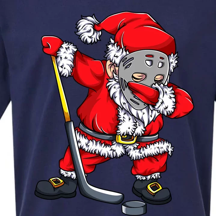 Christmas Santa Dabbing Hockey Player Dab Xmas Gift Sueded Cloud Jersey T-Shirt