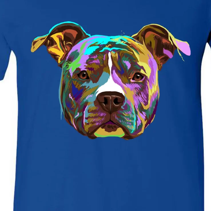 Colourful Splash Dog American Staffordshire Terrier Gift V-Neck T-Shirt