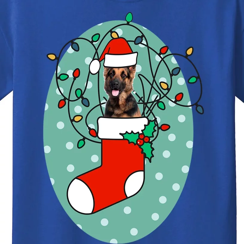 Christmas Stocking Dog Ger Shepherd Meaningful Gift Kids T-Shirt