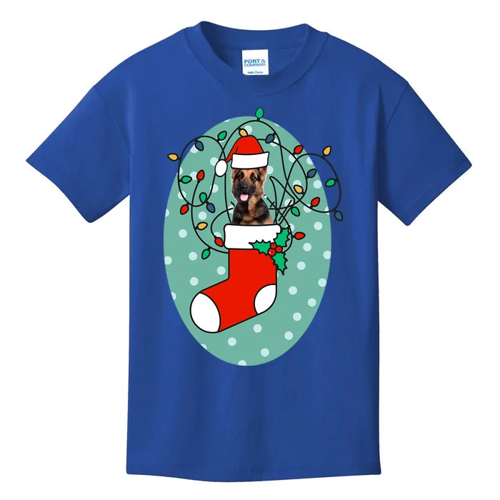 Christmas Stocking Dog Ger Shepherd Meaningful Gift Kids T-Shirt