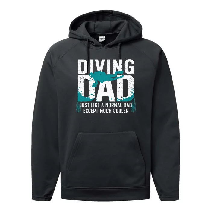 Cool Scuba Diving For Dad Men Ocean Scuba Diver Instructor Performance Fleece Hoodie