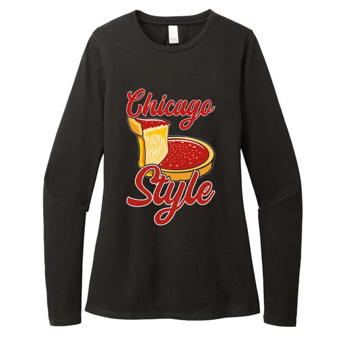 Chicago Style Deep Dish Pizza Womens CVC Long Sleeve Shirt