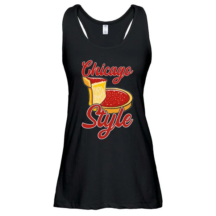 Chicago Style Deep Dish Pizza Ladies Essential Flowy Tank