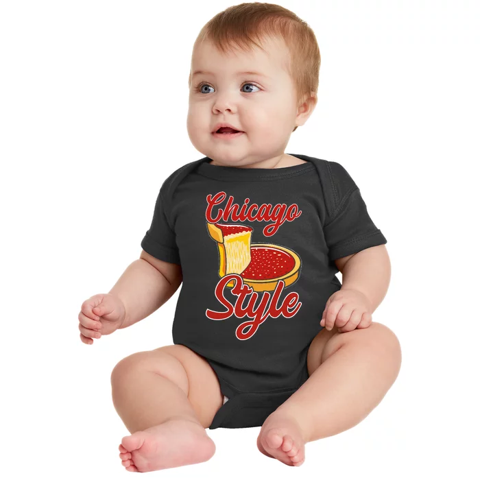 Chicago Style Deep Dish Pizza Baby Bodysuit