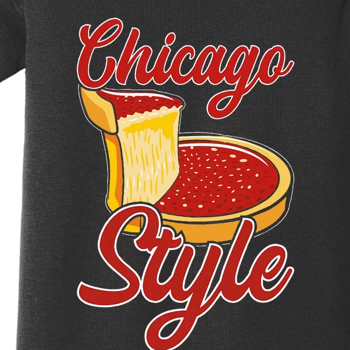 Chicago Style Deep Dish Pizza Baby Bodysuit