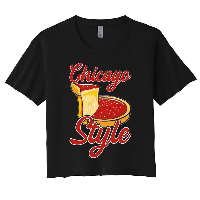 Chicago Style Deep Dish Pizza Women's Crop Top Tee