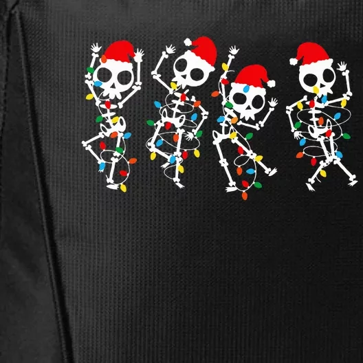 Christmas Skeleton Dancing Xmas Light Music City Backpack