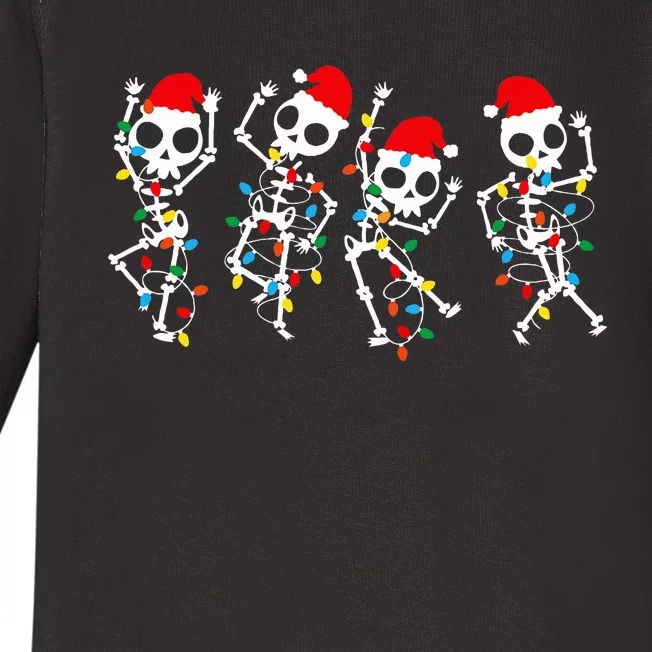 Christmas Skeleton Dancing Xmas Light Music Baby Long Sleeve Bodysuit