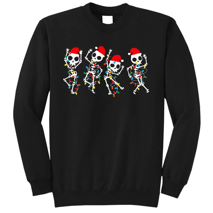 Christmas Skeleton Dancing Xmas Light Music Tall Sweatshirt