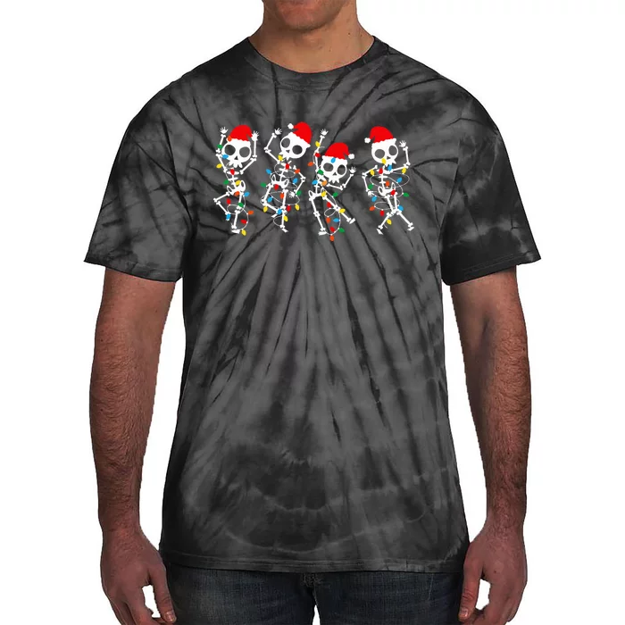 Christmas Skeleton Dancing Xmas Light Music Tie-Dye T-Shirt