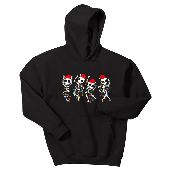 Christmas Skeleton Dancing Xmas Light Music Kids Hoodie