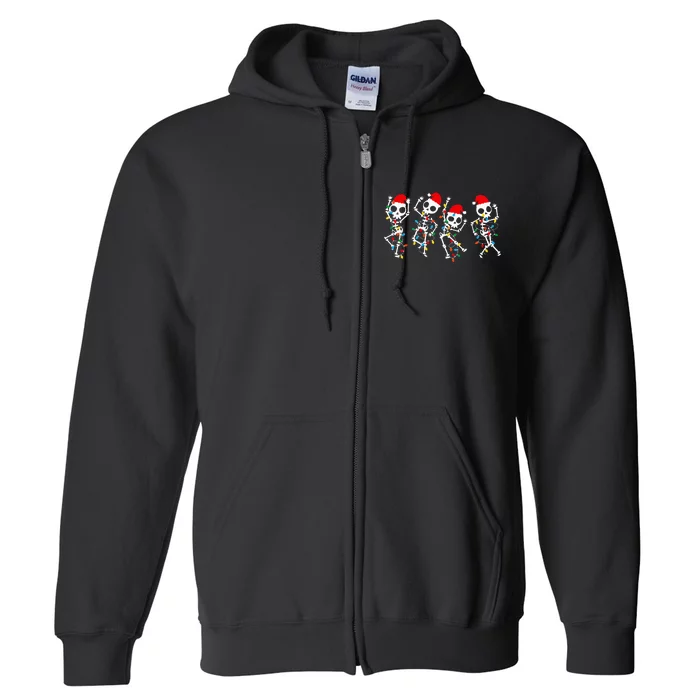 Christmas Skeleton Dancing Xmas Light Music Full Zip Hoodie