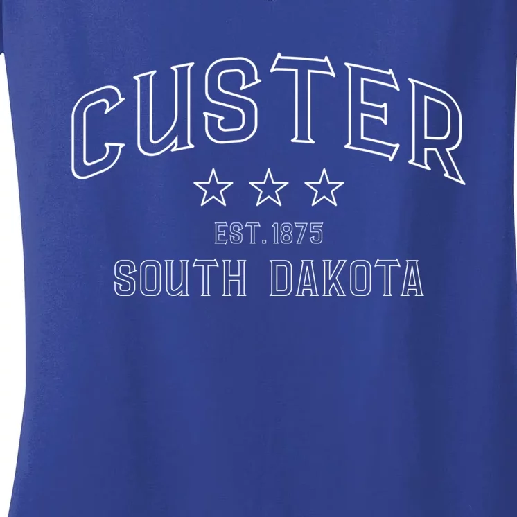 Custer South Dakota Sd Classic Throwback Souvenir Gift Women's V-Neck T-Shirt