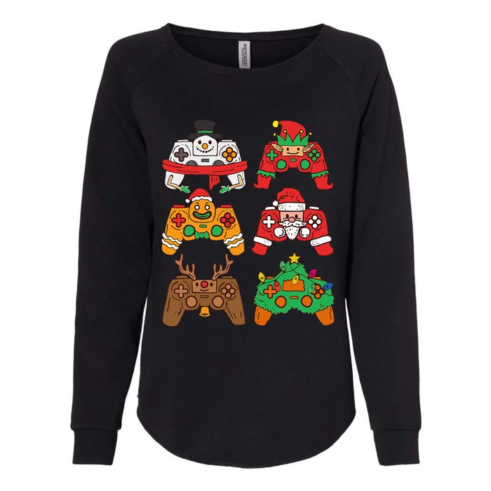 Christmas Santa deer gaming controllers Womens California Wash Sweatshirt