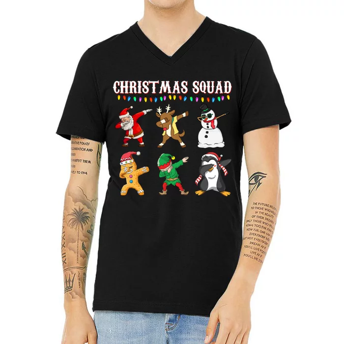 Christmas Squad Dabbing Characters V-Neck T-Shirt