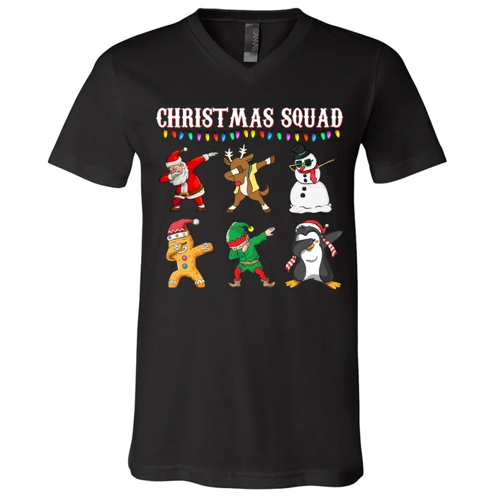 Christmas Squad Dabbing Characters V-Neck T-Shirt