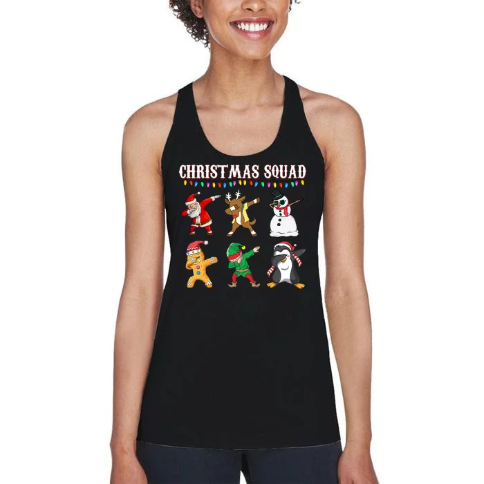 Christmas Squad Dabbing Characters Women's Racerback Tank