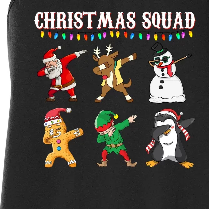 Christmas Squad Dabbing Characters Women's Racerback Tank