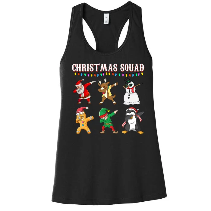 Christmas Squad Dabbing Characters Women's Racerback Tank