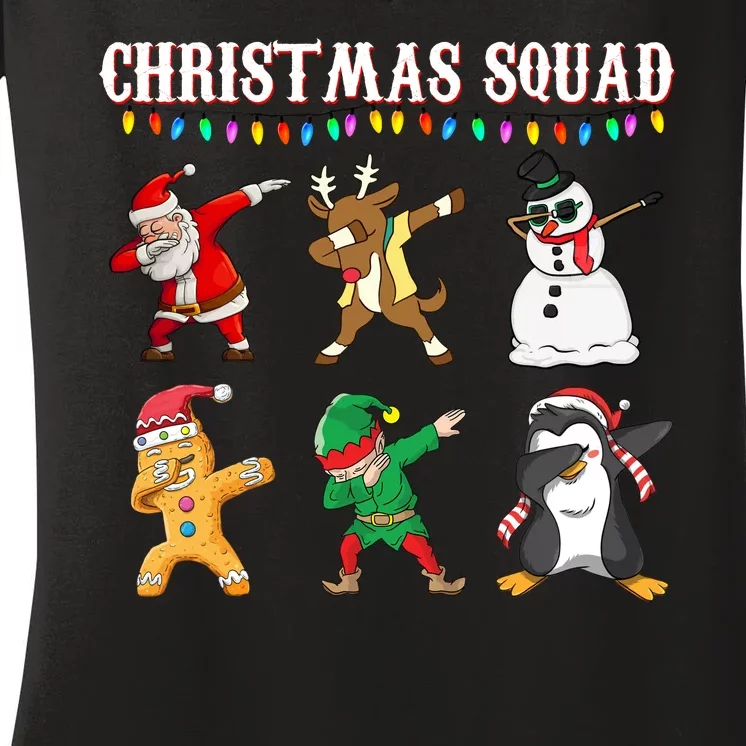 Christmas Squad Dabbing Characters Women's V-Neck T-Shirt