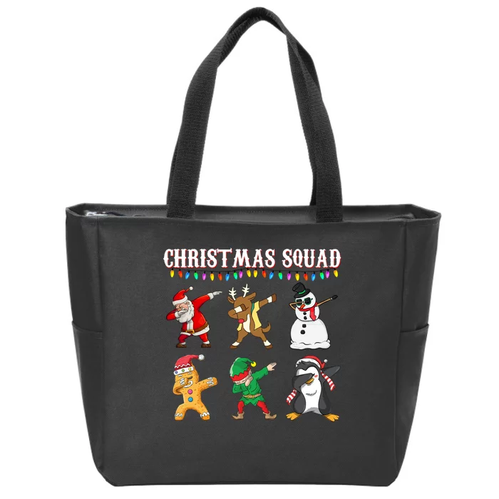 Christmas Squad Dabbing Characters Zip Tote Bag