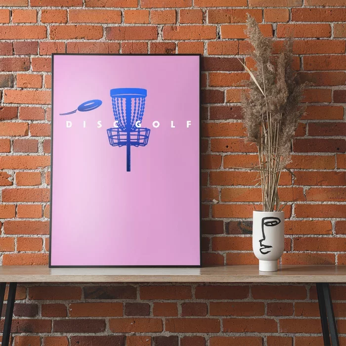 Cool Stylized Disc Golf With Basket And Disc Disk Golf Poster