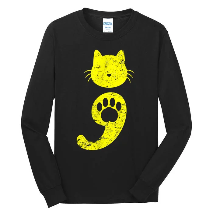 Cat Semicolon Depression Awareness Cat Lover Gift Tall Long Sleeve T-Shirt