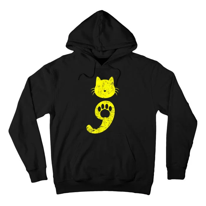 Cat Semicolon Depression Awareness Cat Lover Gift Tall Hoodie