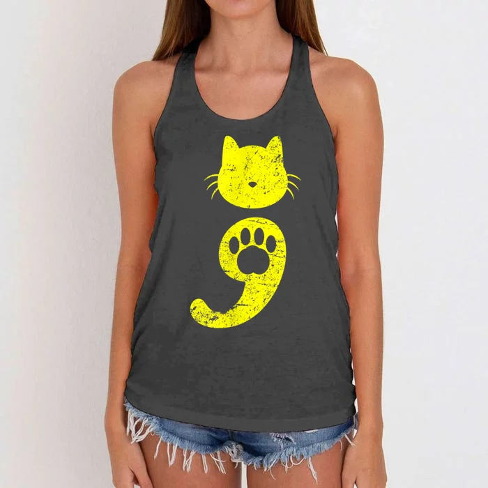 Cat Semicolon Depression Awareness Cat Lover Gift Women's Knotted Racerback Tank