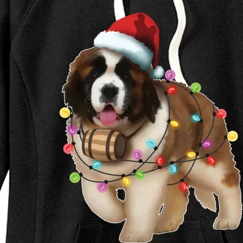 Christmas Santa Dog St Bernard Saint Xmas Dog Lover Gift Women's Fleece Hoodie