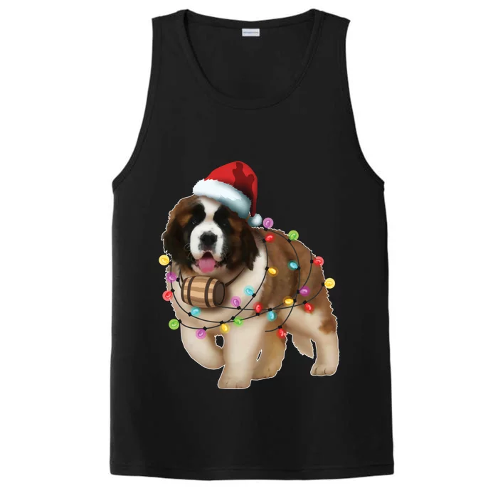 Christmas Santa Dog St Bernard Saint Xmas Dog Lover Gift Performance Tank