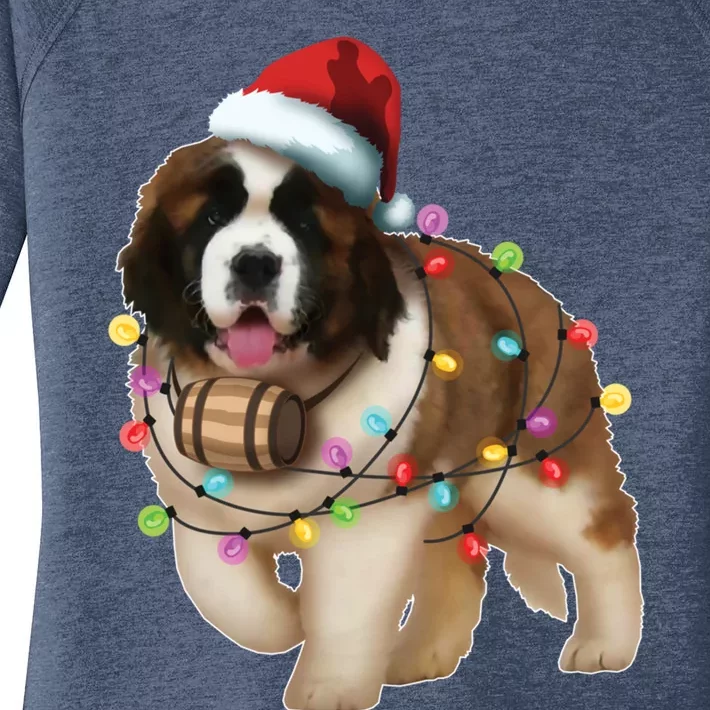 Christmas Santa Dog St Bernard Saint Xmas Dog Lover Gift Women's Perfect Tri Tunic Long Sleeve Shirt