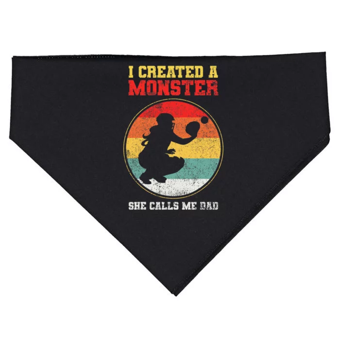 Catcher Softball Dad Fathers Day USA-Made Doggie Bandana