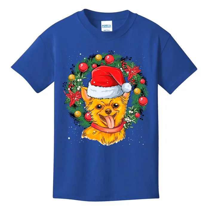 Christmas Santa Dog Backprint Design Xmas Pyjamas Chihuahua Gift Kids T-Shirt