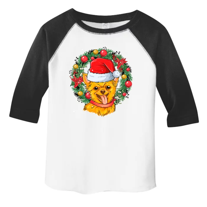 Christmas Santa Dog Backprint Design Xmas Pyjamas Chihuahua Gift Toddler Fine Jersey T-Shirt