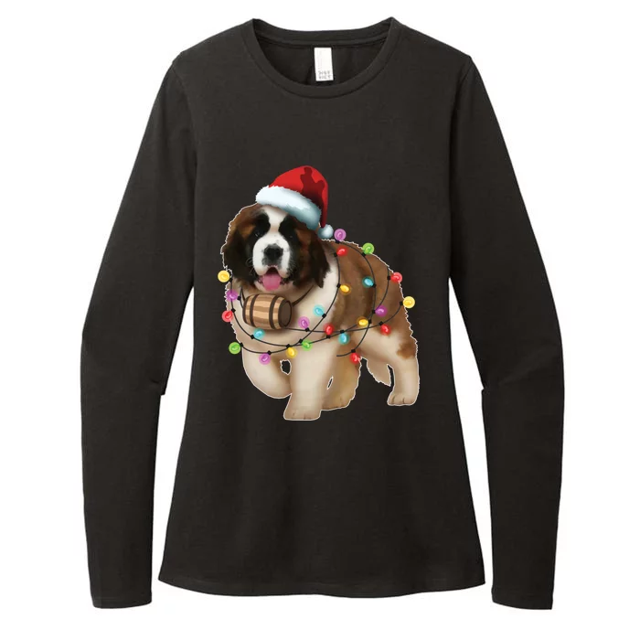 Christmas Santa Dog St Bernard Saint Xmas Dog Lover Great Gift Womens CVC Long Sleeve Shirt